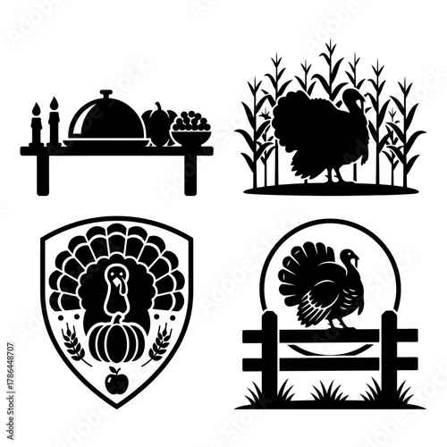 Thank You Cards Tags Labels Thanksgiving Vector