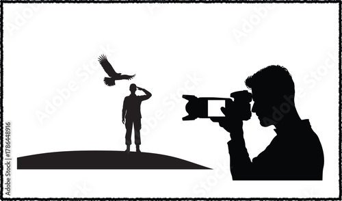 Silhouette artwork showing respect for military service and artistic pursuit