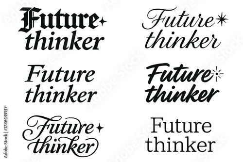 Future Thinker Calligraphy. Future thinker. Create a calligraphy lettering illustration of the phrase: Future