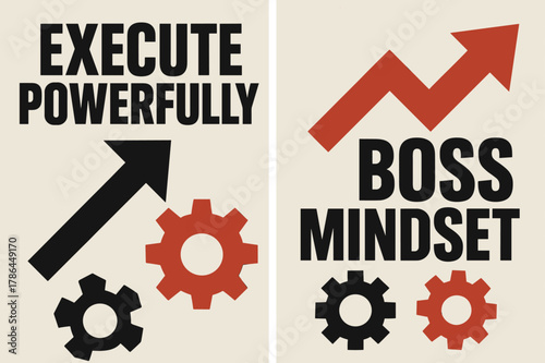 Brutalist Banner Design. Execute powerfully. Two vertical A6 banners with safe margins, centered composition, no elements touching edges, brutalist, black and