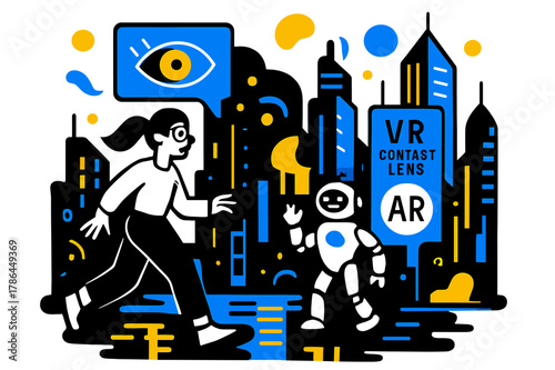 Cyberpunk Neon Cityscape. cyberpunk city. Neon lights reflecting off wet pavement, futuristic skyscrapers towering above, a sense of high-tech mystery.