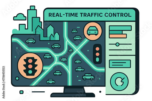 Traffic Center Dashboard. Real-Time Traffic Control. A traffic center dashboard monitors intersections;