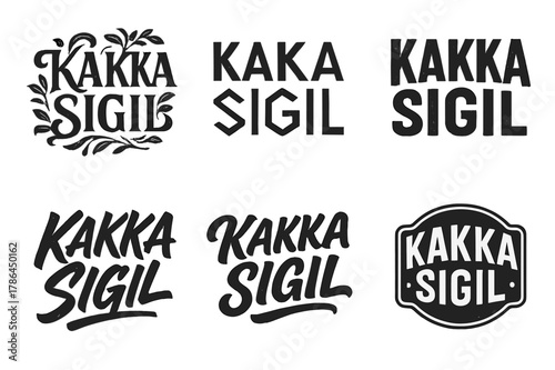 Kakka Sigil Variations. Kakka Sigil. Set lettering. harmonious lettering variations of the same emblematic concept, each with different artistic interpretation