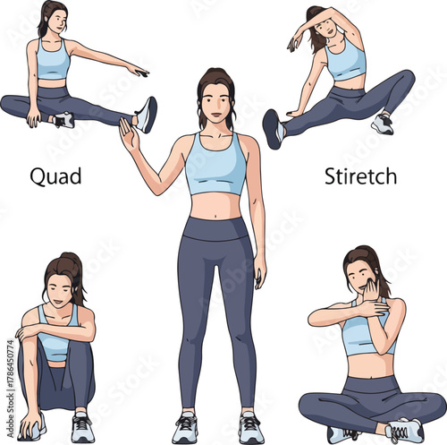 Woman Performing Five Essential Full Body Stretching Exercises for Warm up and Flexibility