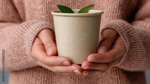Person holding biodegradabl...
