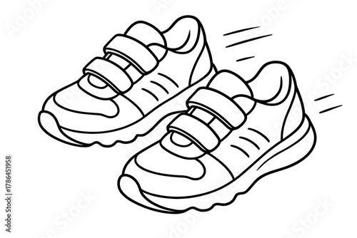 Cartoon Sneakers Coloring. Sports shoes children?s coloring book illustration, outlined drawing, cartoon