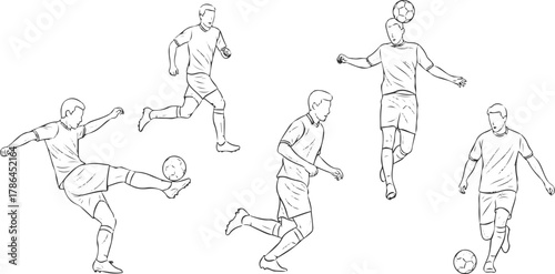 Soccer player line art dynamic action digital connectivity