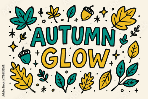 Autumn Doodle Delight. Autumn Glow ? Doodle / Sketch: playful hand-drawn letters outlined loosely; doodled