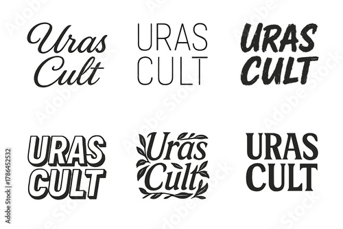 Uras Cult Lettering Variations. Uras Cult. Set lettering. harmonious lettering variations of the same emblematic concept, each with different