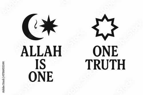 Tawhid Banners Design. Tawhid. Two vertical A6 banners with safe margins, centered composition, no elements touching edges, flat vector design, black and