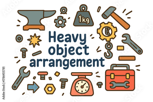 Heavy Object Doodle. Heavy object arrangement. Hand-drawn doodle illustration of heavy object arrangement.