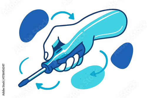 Proper Screwdriver Technique. Proper Screwdriver Grip. A hand firmly holds a screwdriver with glowing lines