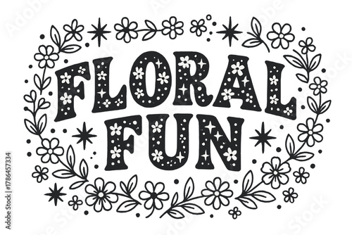 Floral Lettering Extravaganza. Floral Fun ? Decorative Display Lettering: arched playful letters filled with