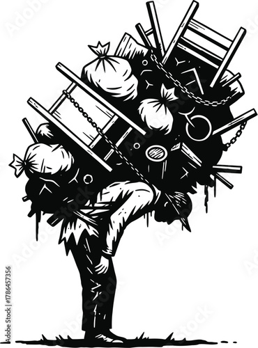 Burden silhouette representing hardship and struggle