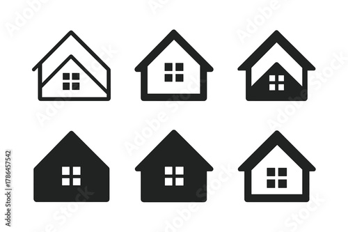 Attic Storage Plan. Reorganizing the attic for more storage. Set Logo of attic floor plan outline: Minimal outline, Abstract geometric, Filled silhouette,