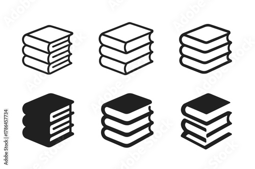 Cozy Bedroom Logo Icons. Cozy bedroom vibes. Icon set. Set Logo of Cozy bedroom vibes: stack of bedtime books. harmonious logo variations of the same