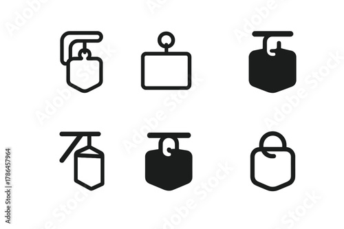 Shelf Talker Logos. Shelf talkers and signage. Set Logo of Shelf talkers and signage: hanging shelf talker card. Icon set. harmonious logo variations of the