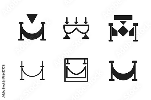 Structural Load Icons. Structural load diagram. Icon set. Set Logo of Structural load diagram: bending moment diagram for a beam. harmonious logo variations of