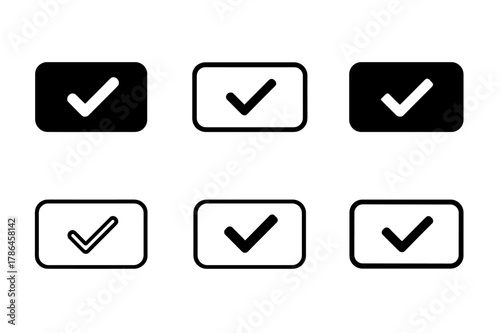 Microinteraction Logo Variations. Microinteractions. Icon set. Set Logo of Microinteractions: snackbar toast with confirmation tick. harmonious logo variations