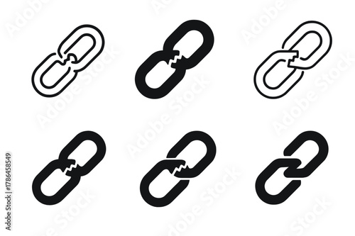 Mended Chain Logos. Life after a personal failure or disappointment. Icon set. Set Logo of Life after a personal failure or disappointment: broken chain mended