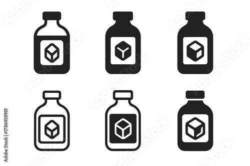 Cold Brew Logos. Cold brew setup. Set Logo of Cold brew setup: chilled bottle labeled cold brew. Icon set. harmonious logo variations of the same emblematic