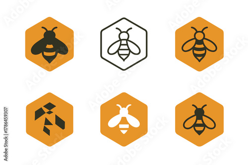 Nature-Inspired Logo Set. Graphic design trends nature inspired design example. Set Logo of graphic design trends nature inspired design example: honeycomb