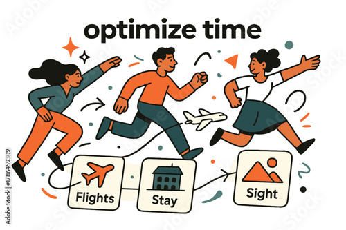 AI Trip Planner. AI Assistants ? Trip Planner. Cards for flights, stays, and sights snap into a smooth itinerary line; a tiny plane follows the path. Caption