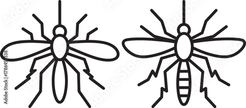 Two detailed insect silhouettes showing mosquito anatomy