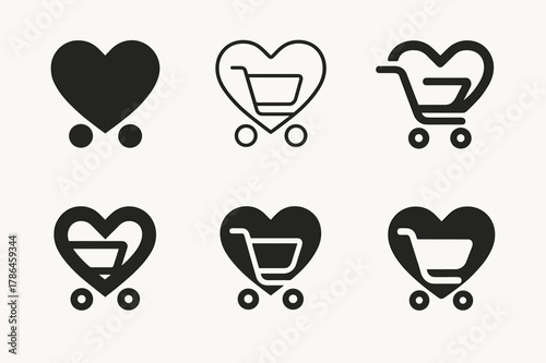 Gen Z Logo Variations. The rise of Gen Z as consumers and influencers. Set Logo of the rise of Gen Z as consumers and influencers: follow heart with cart