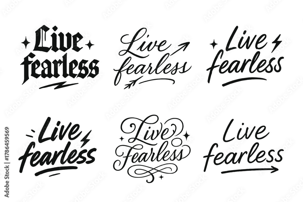 Fototapeta premium Live Fearless Calligraphy. Live fearless. Create a calligraphy lettering illustration of the phrase: Live