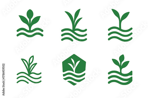 Resilient Crop Logos. Designing resilient crops for changing weather conditions. Set Logo of Designing resilient crops for changing weather conditions: