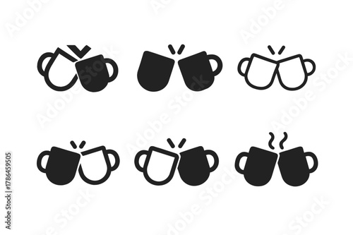 Empathy Logos Variety. Empathy in romantic relationships and building strong friendships. Set Logo of empathy and connection: two coffee mugs clinking. Icon