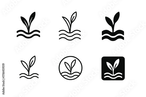 Resilient Crop Logos. Designing resilient crops for changing weather conditions. Set Logo of Designing resilient crops for changing weather conditions:
