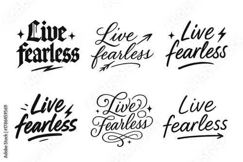 Live Fearless Calligraphy. Live fearless. Create a calligraphy lettering illustration of the phrase: Live