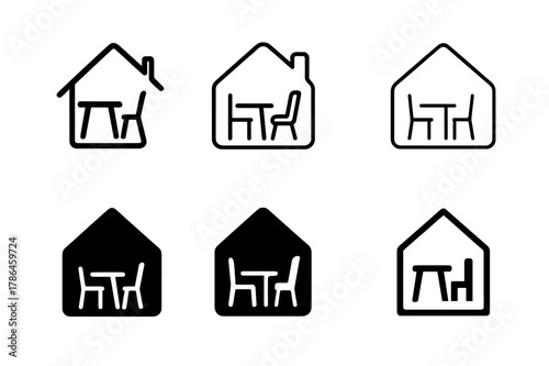 Home Staging Logos. Home staging for selling. Set Logo of home staging for selling: interior design arrangement. Icon set. harmonious logo variations of the