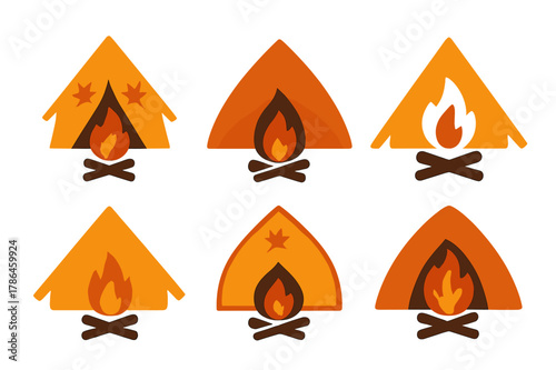 Fall Hiking Icons. Algal bloom control. Icon set. Set Logo of algal bloom control: Secchi disk turbidity tool. harmonious logo variations of the same