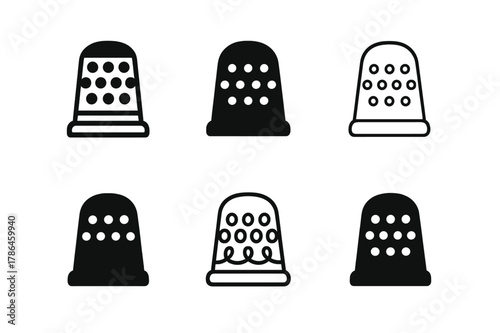 Sewing Icon Variations. Sewing and quilting projects. Set Logo of Sewing and quilting projects: thimble icon. Icon set. harmonious logo variations of the same