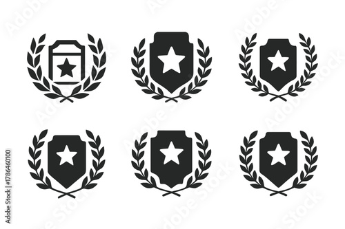 Film Festival Logos. film festivals. Set Logo of film festivals: ticket stub crowned with a laurel and star. Icon set. harmonious logo variations of the same