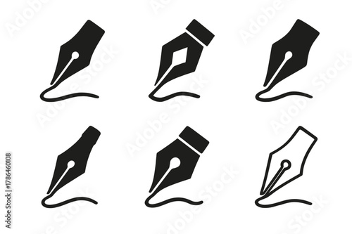 Calligraphy Logo Variations. handwritten address. Set Logo of handwritten address: calligraphy nib writing address. Icon set. harmonious logo variations of the