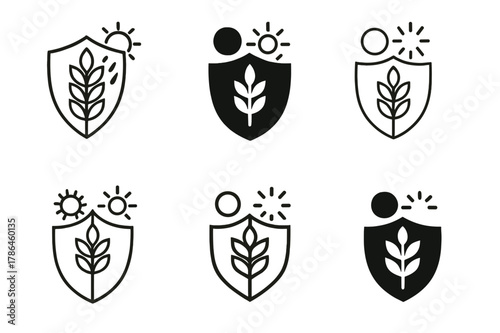 Resilient Crop Logos. Designing resilient crops for changing weather conditions. Set Logo of Designing resilient crops for changing weather conditions: