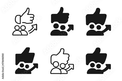 Social Media Emblems. The impact of social media on friendships. Set Logo of the impact of social media on friendships: like and share icons combined. Icon