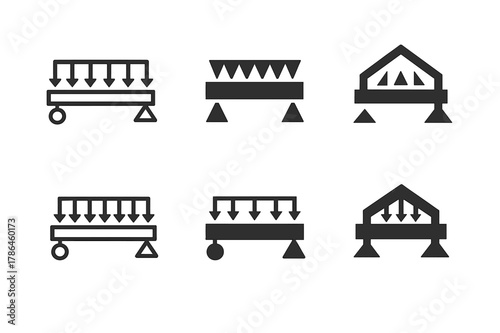 Structural Load Diagram Icons. The movement of water. Icon set. Set Logo of the movement of water: flowing stream. harmonious logo variations of the same