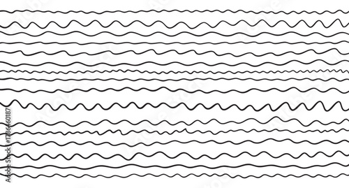 Wave line pattern set. Hand drawn wavy stripes. Abstract ocean texture background for textile design