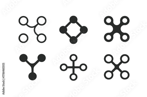 OOP Logo Variations. Object-oriented programming (OOP) chart. Set Logo of OOP: polymorphism network. Icon set. harmonious logo variations of the same
