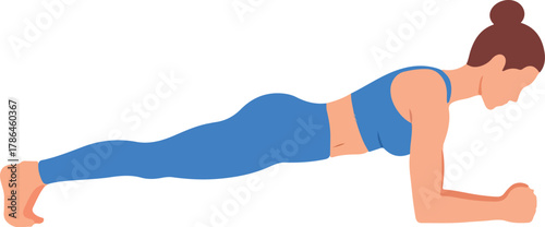 Woman Doing Forearm Plank Exercise Illustration for Core Strength and Fitness Workout