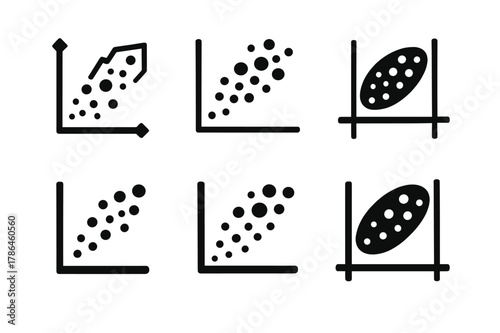 Asteroid Belt Logos. Asteroid belt studies. Icon set. Set Logo of Asteroid belt studies: family cluster plot in semi-major axis vs. inclination. harmonious