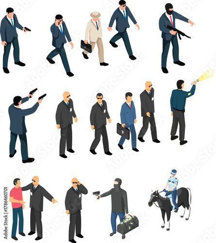 gangs and police silhouetter vector design 