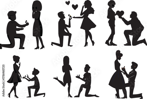 vector silhouettes of love people