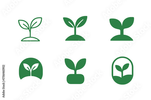 Sustainable Career Icons. Sustainable and ethical careers. Icon set. Set Logo of sustainable and ethical careers: sustainable agriculture sprout. harmonious