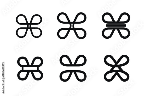 Fitness Logo Variations. Fitness and workout trends (HIIT, yoga). Icon set. Set Logo of Fitness and workout trends (HIIT, yoga): resistance band